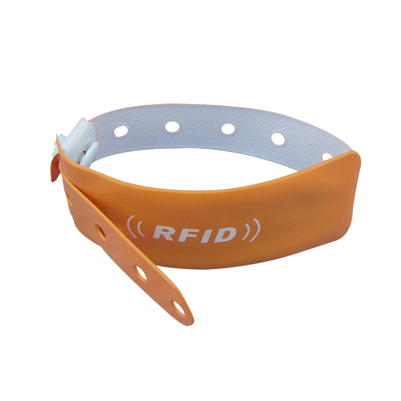 باندهای فرکانس Rfid 13.56 مگاهرتز قابل نوشتن مچ بند رویداد PVC پلاستیکی RFID یکبار مصرف